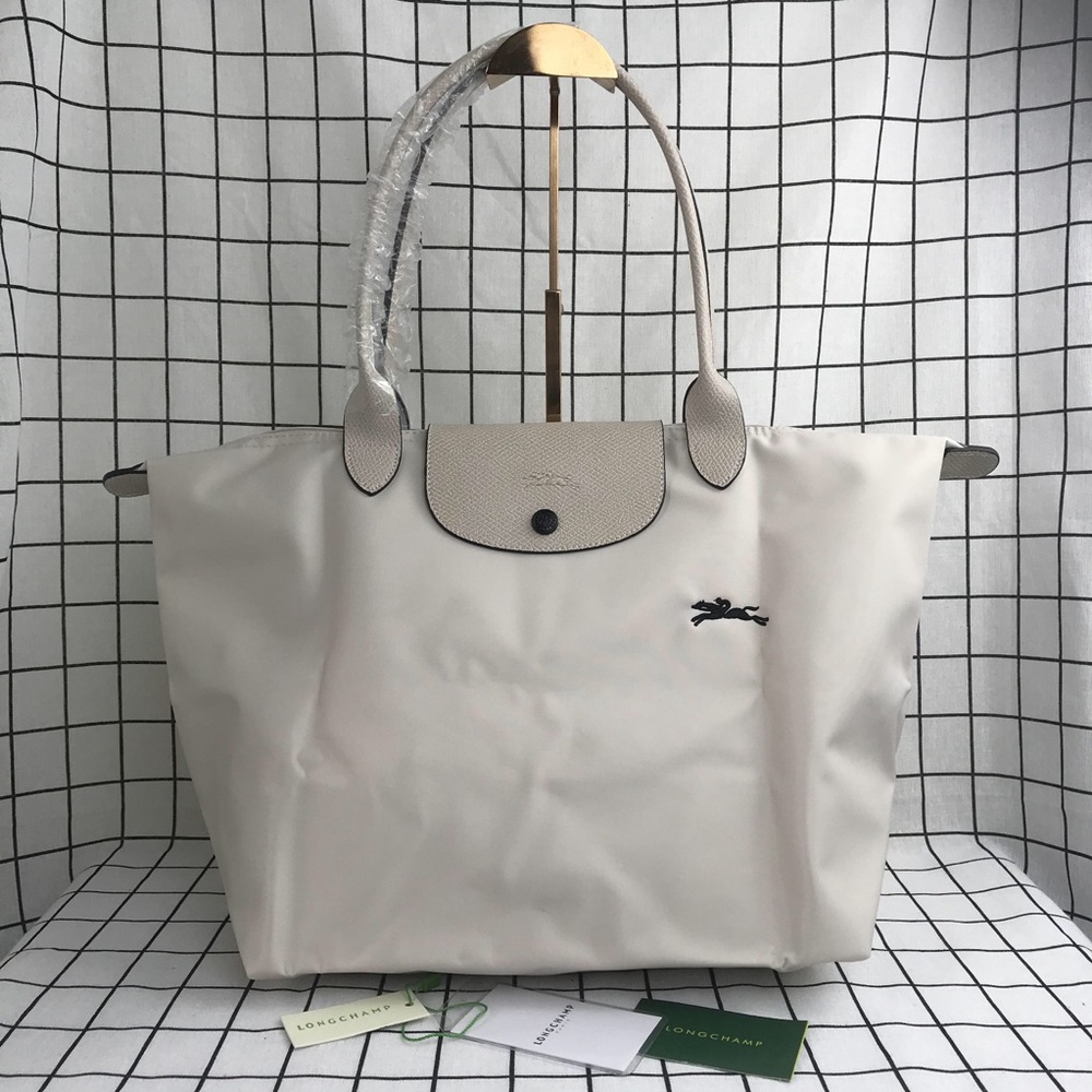 NWT Longchamp Le Pliage Original Large Shoulder Nylon Bag Tote IN OFF WHITE